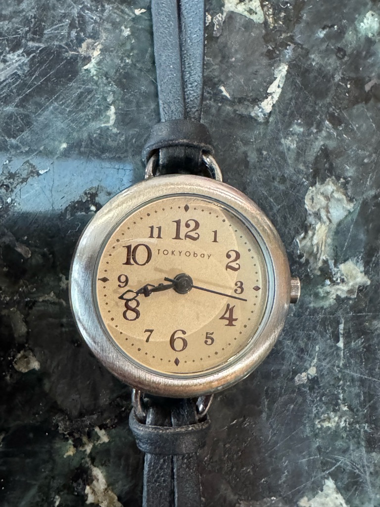Tokyobay Beige Dial Black Leather Double-Wrap Watch